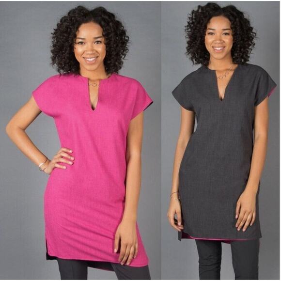 BETABRAND NWT Reversible Gray Pink Shift Travel Tunic Shift Dress // XL - Picture 1 of 11